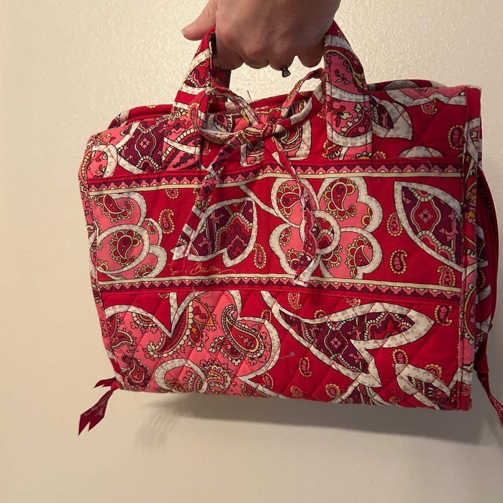 Vera Bradley Red and Pink Travel Bag with Quilted Paisley Design - Picture 6 of 6